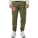 Denmark Crest - Danish National Soccer Cup Unisex Drawstring Fleece Jogger Pants (Large, Army Green)