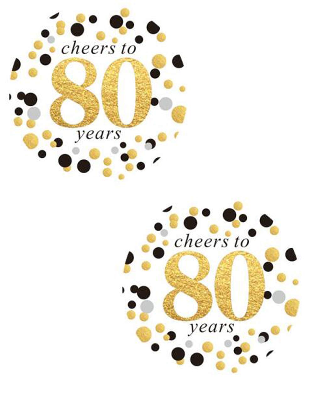 View 1 of 2" Round 50 Pack of Cheers to 80 Years Label Stickers Birthday Party Sticker Labels 80th Birthday Party Favor Stickers 80th Birthday Party Decoration