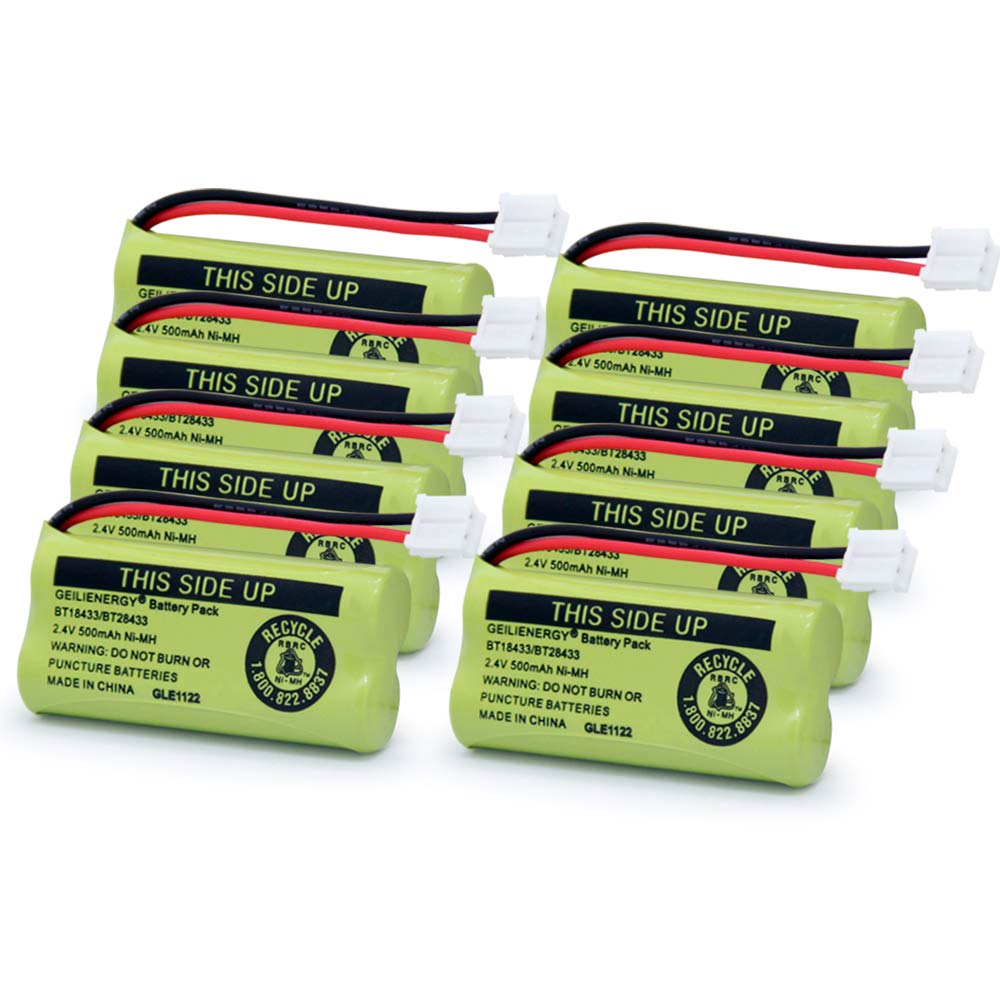 GEILIENERGY BT18433 BT-18433 BT184342 BT-184342 BT1011 BT-1011 Replacement Battery Compatible with AT&T and Vtech BT-8300 BATT-6010 89-1326-00-00 89-1330-01-00 CPH-515D Cordless Phone(Pack of 8)