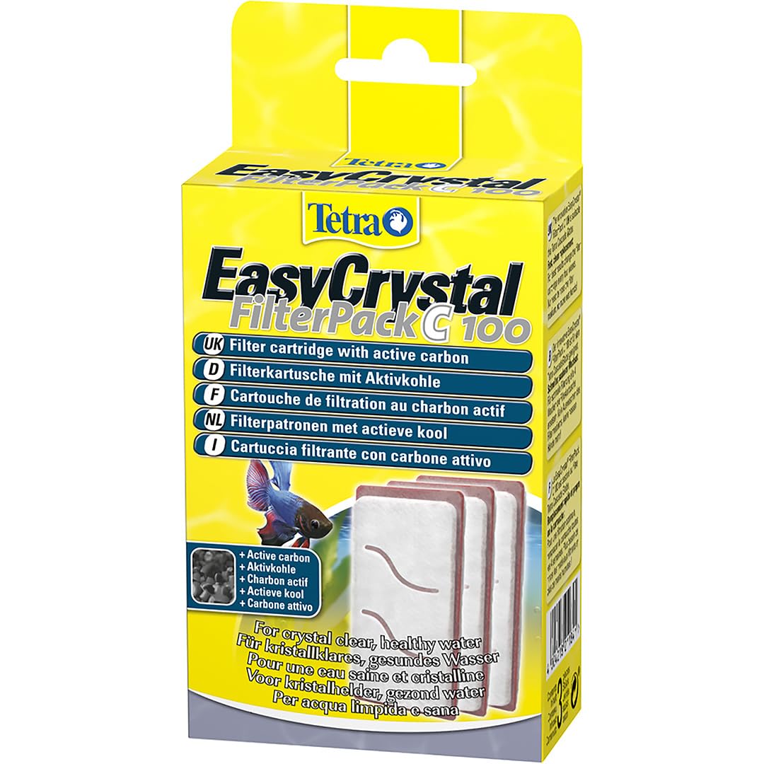 Tetra EasyCrystal FilterPack C 100 Filter Cartridges with Active Carbon, Pack of 3