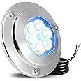 Goldlife 6,000LM Marine Underwater LED Light for Boat, B4-2 Blue, 4.3" 60W DC10-30V 6LED, Dimmable Color-Changing IP68 Submersible Boat Yacht Transom Pontoon Sailboat Light Surface Mount 316 Stainless
