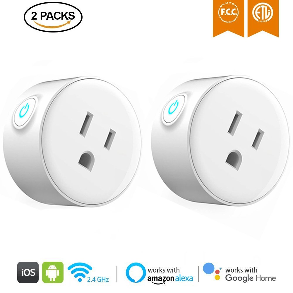 Awkli Mini Smart Plug Outlet, 2 Pack WiFi Enabled Mini Smart Socket Works with Alexa Google Assistant, App Remote Control from Anywhere, Timer Switch, No Hub Required , White (2 Packs)