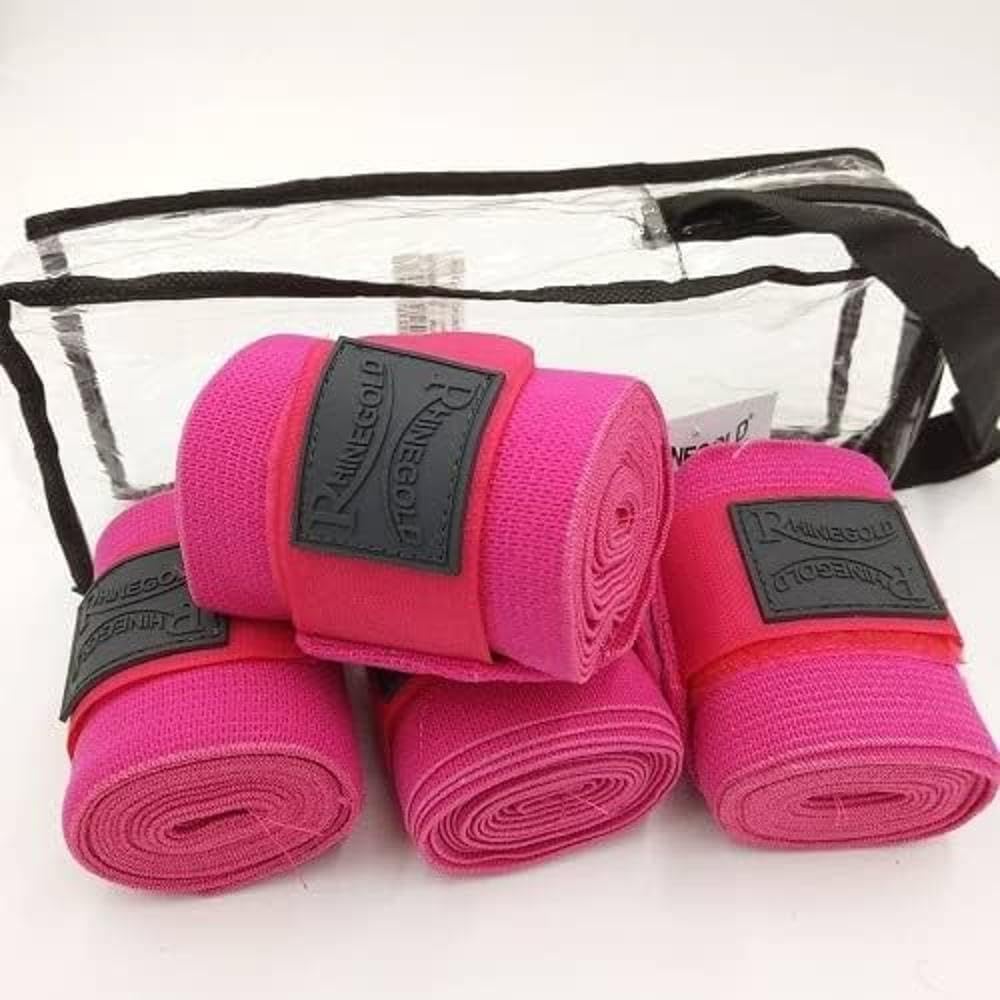 Rhinegold Elasticated Training Bandages-Raspberry