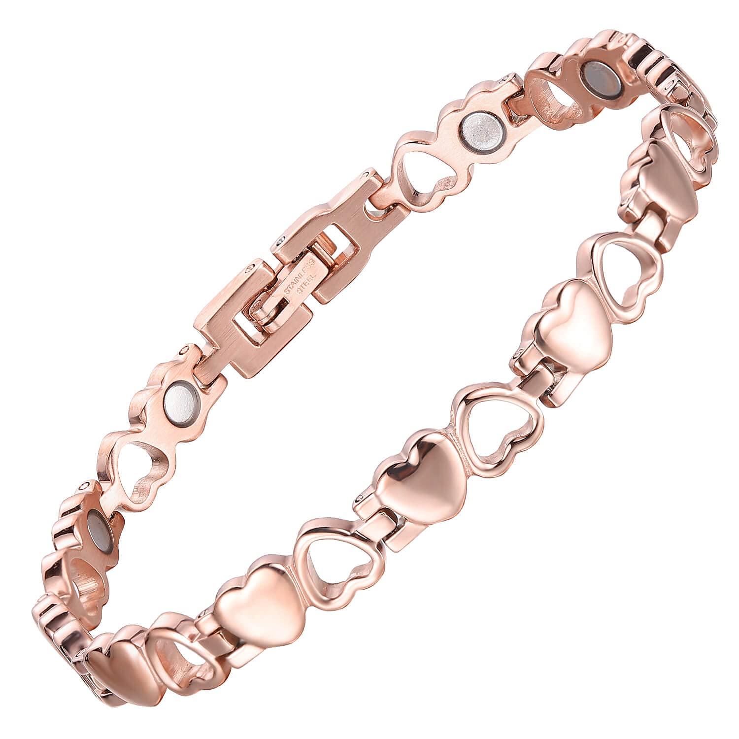 BioMag Magnetic Bracelets for Women Titanium Steel with Strong Magnets Heart-Shaped Bracelet (Rose gold) — image 1