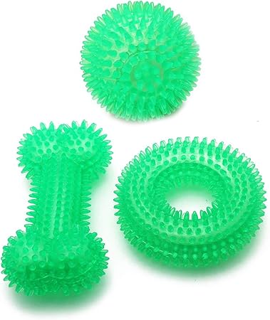 green squeaky dog bone