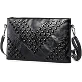 Wabilu Women Clutch Bag Gothic Punk PU Leather Studded Crossbody Bag Rivet Wristlet Handbag Envelope Clutches For Women Lady