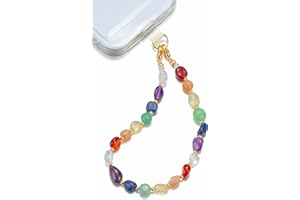 TRBR Seven Chakra Gemstone Beads Phone Charm Wrist Strap, Natural Stone Beaded Lanyard Wristlet Chain, Elegant Hands-Free Bra