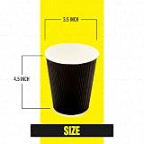 Zuvo 8 oz Takeaway Coffee Cups with Lids Ripple Kraft Pack of 50 Black view 2