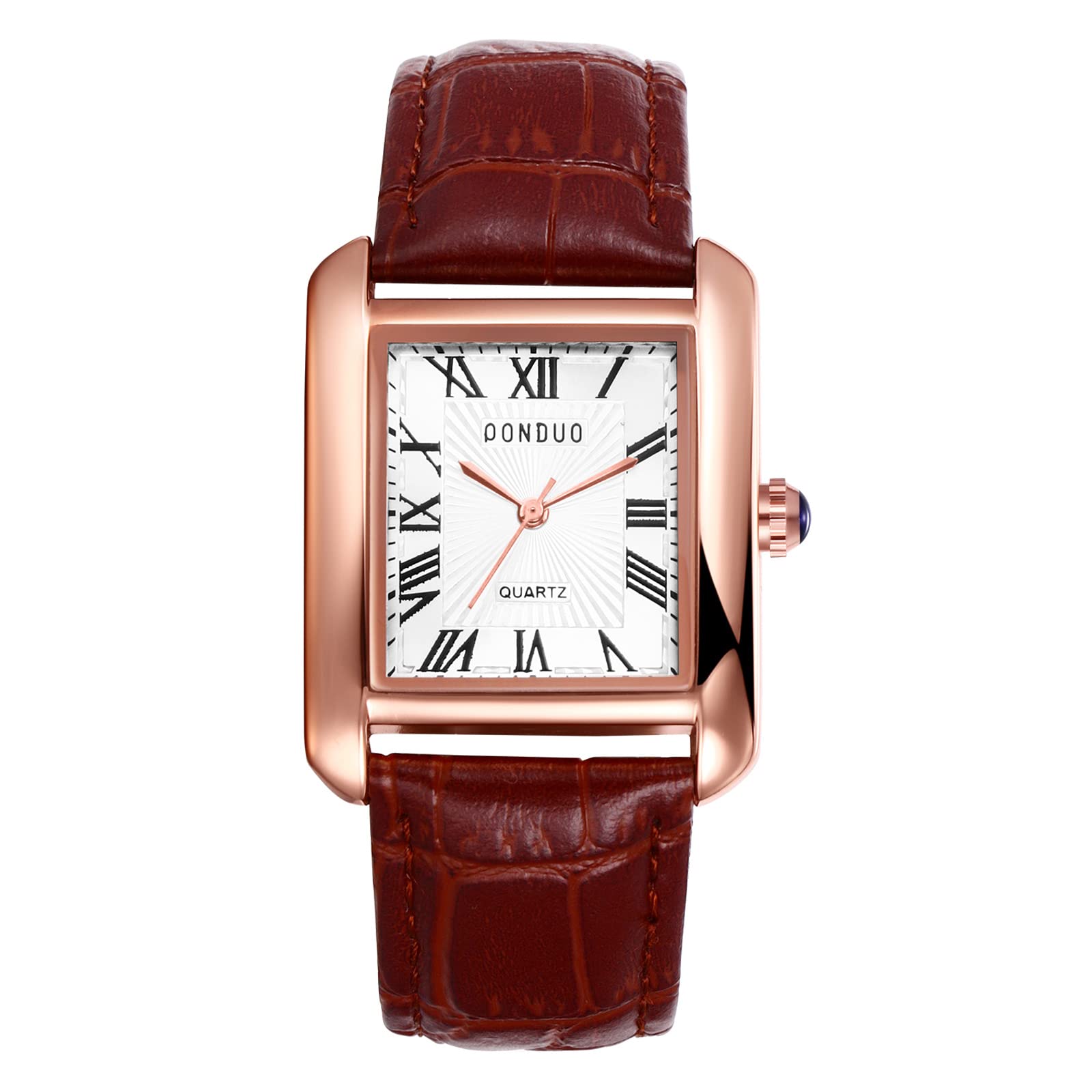 Photo 1 of Lancardo Retro Vintage Square Quartz Analog Watch Silver Tone Case Crocodile Pattern Brown Leather Business Casual Dress Wrist Watch