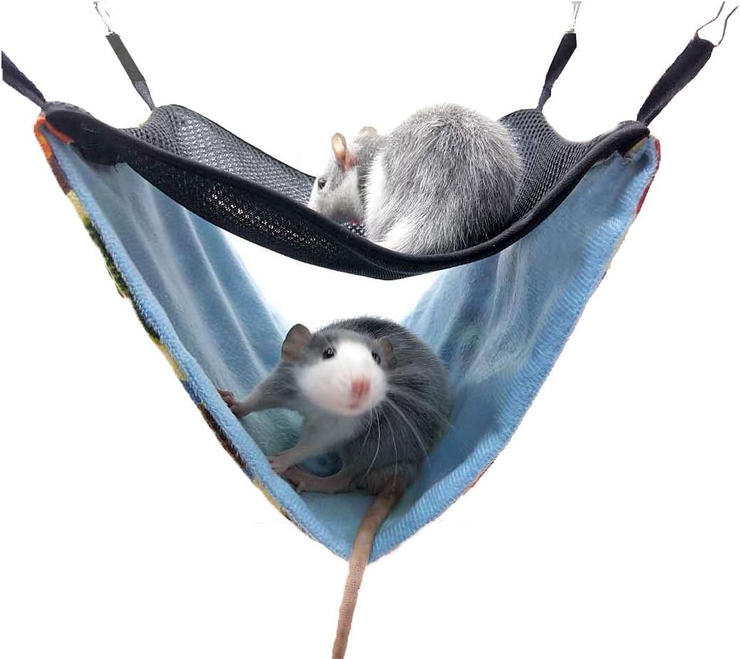 Hamster Double Sided Hammock Parrot House Hanging Bed for Cage Rat Double Bunk Bed Chinchilla Sugar Glider Nap Sleeper Hut for Small Animal