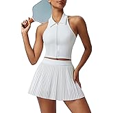 AFZ Women Pleated Tennis Skirt Set Two Piece Racerback Golf Outfits Pickleball Dresses with Shorts