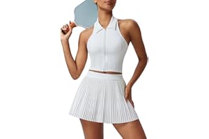 AFZ Women Pleated Tennis Skirt Set Two Piece Racerback Golf Outfits Pickleball Dresses with Shorts