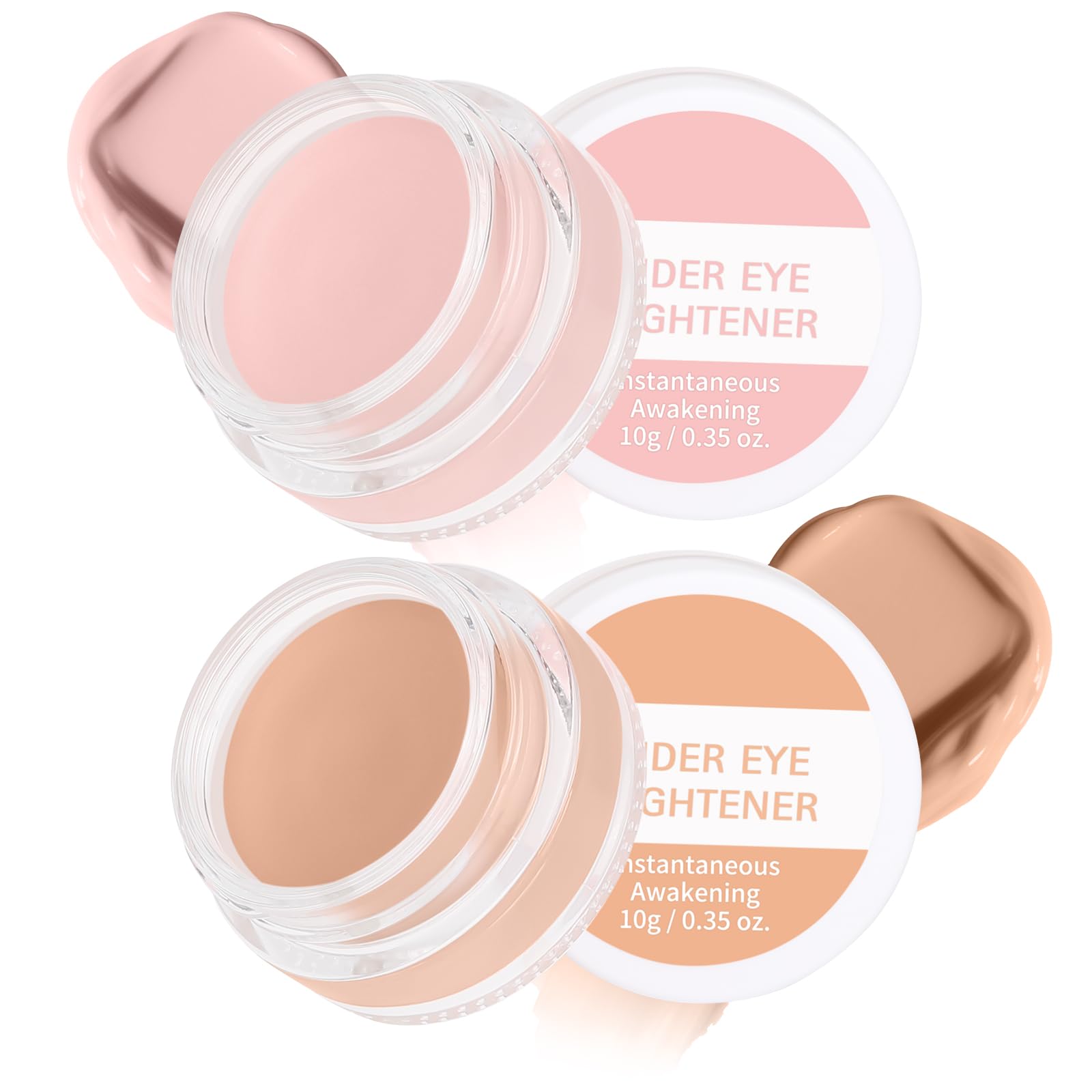 Photo 1 of Under Eye Concealer Makeup Brightener, Blendable Cream Concealing Dark Circles Redness, Color Corrector Buildable Long Lasting Coverage 01+02 Light Rose+Warm Nude
