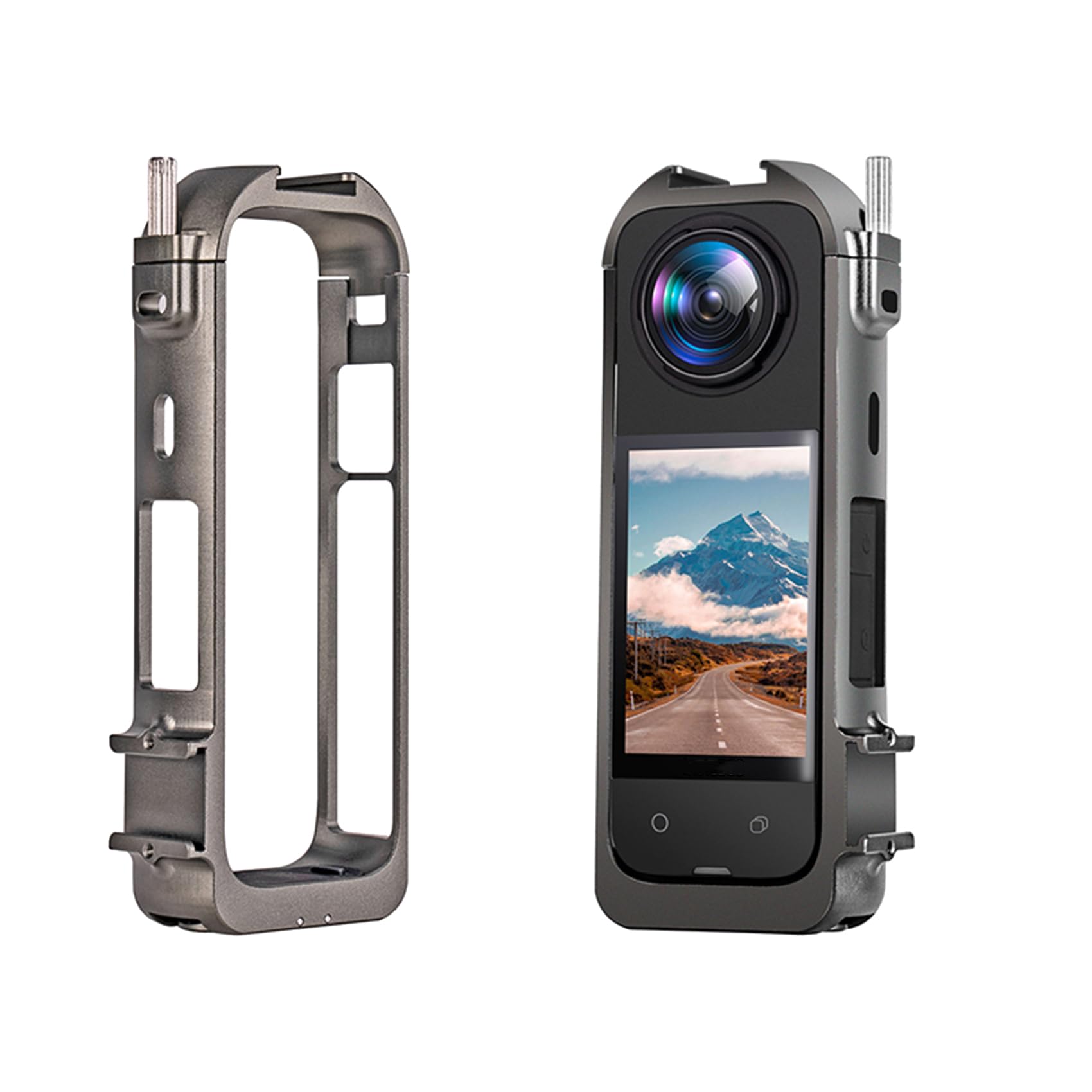 NUHFUFA Metal Bezel Case for Inta-360 X4, Aluminum Alloy Protective Cold Shoe Bezel Cage Compatible with Panoramic Action Camera