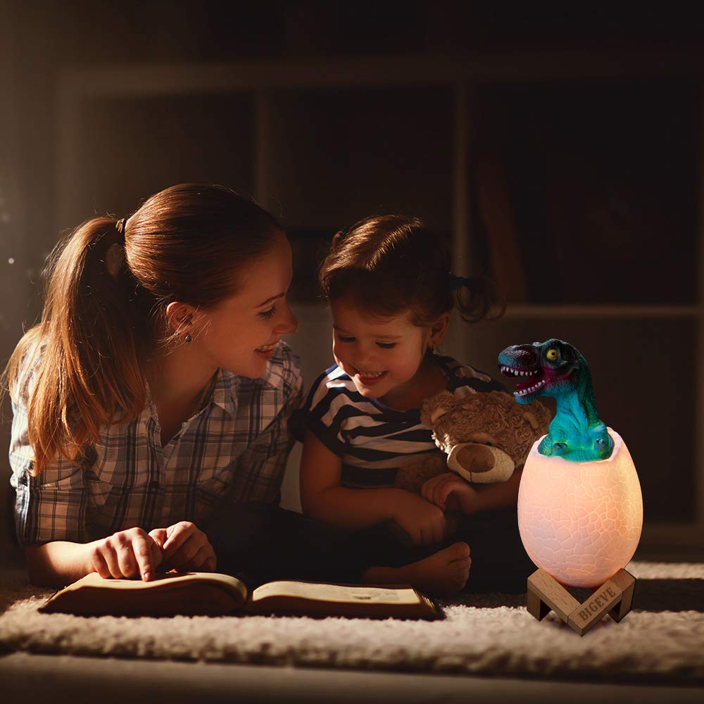 BIGEVE 3D Night Light, Dinosaur Toys, Night Lights for Kids, 3D Dinosaur Lamp Light, Remote Pat Touch Control 16 Colors Table Desk Bedroom Decor, Best Birthday for Boys Girls Kids Baby Friend