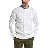 Brooks Brothers Mens Cableknit Gauge Cotton Crewneck Sweater,