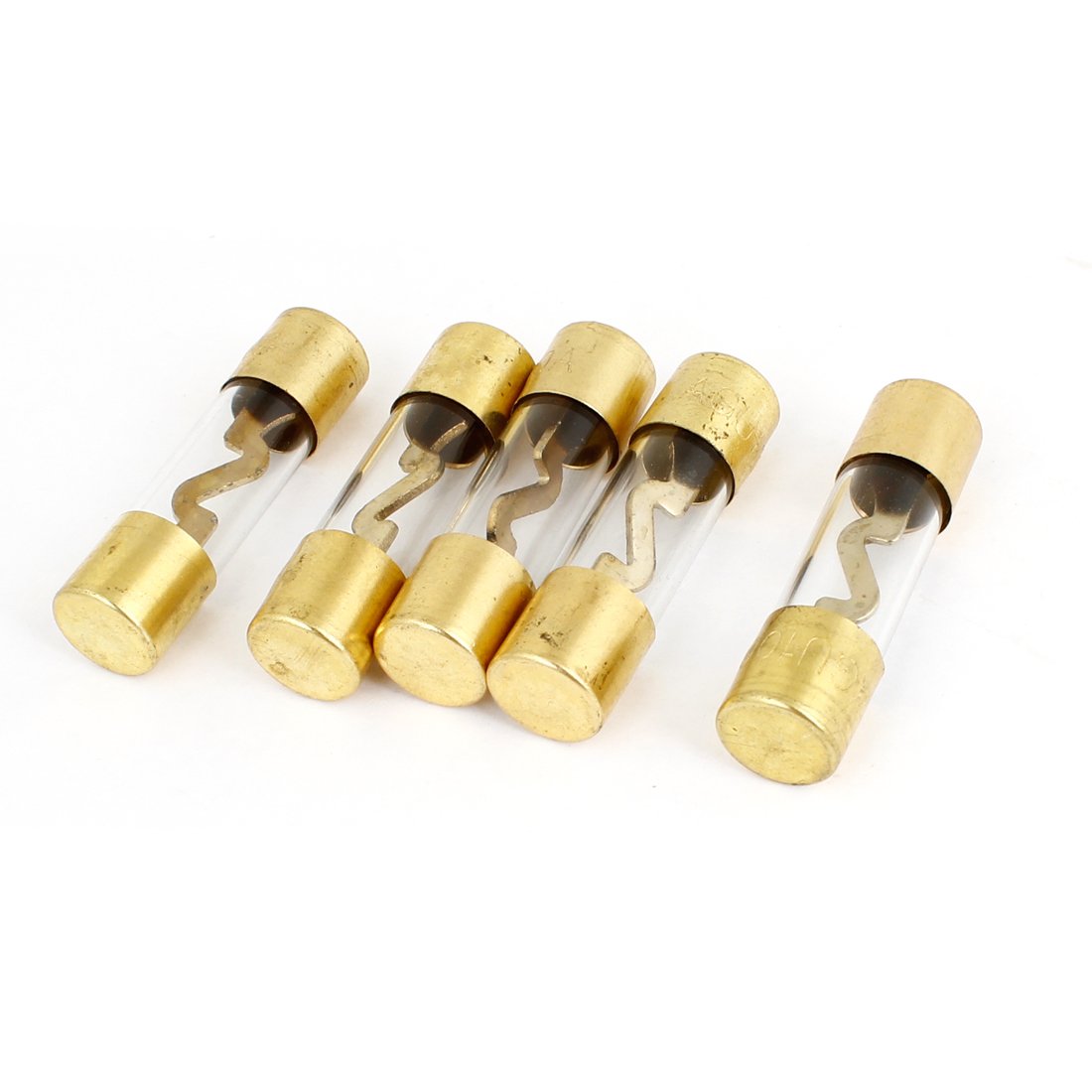 sourcingmap 5 Pcs Gold Tone Clear AGU Glass Tube Fuses 9 X 37mm 100A 12V for Gold Tone