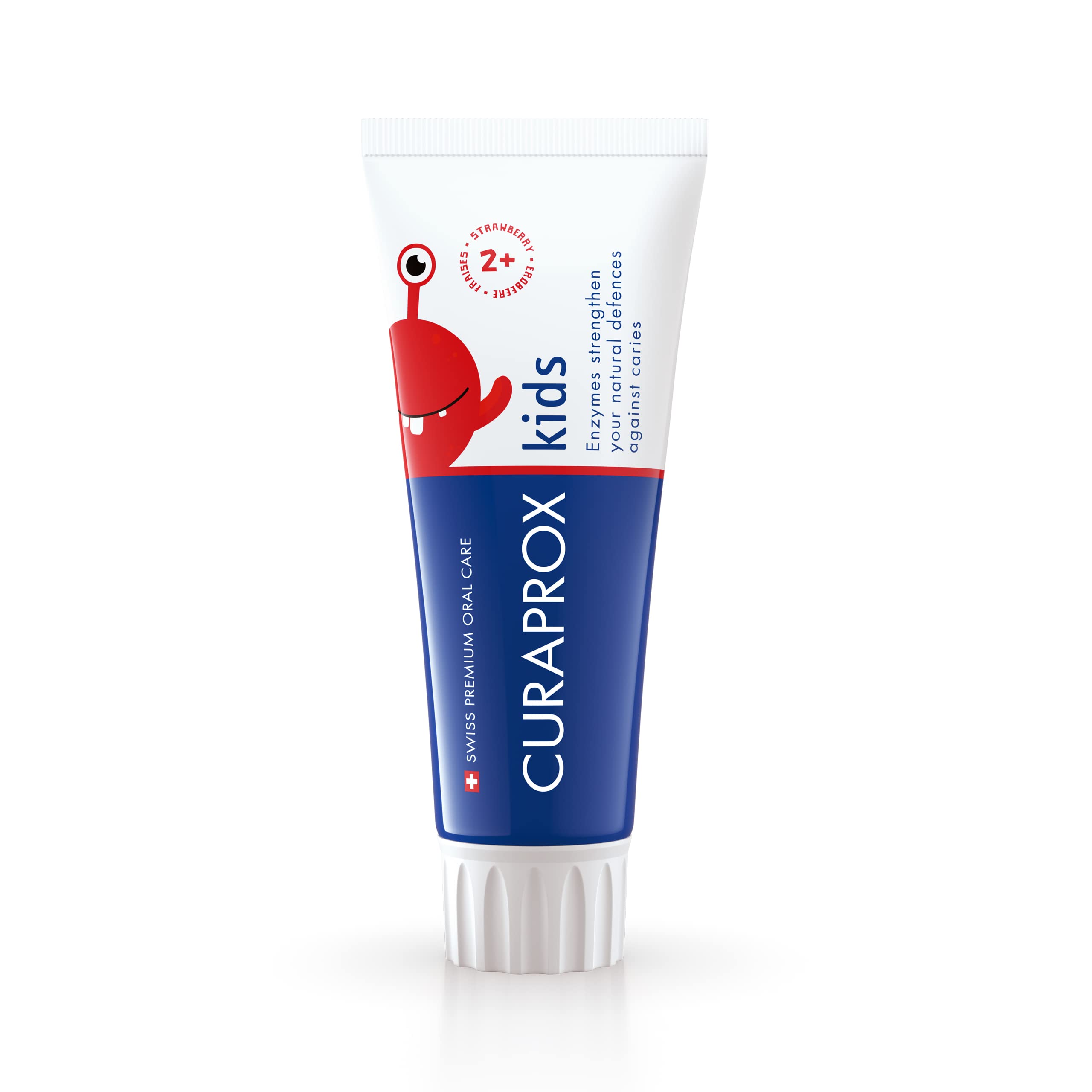 Curaprox Kids Toothpaste – Ages 2+ | Strawberry Flavour | Protects Milk Teeth with 950 ppm Fluoride | Gentle Formula | 60 ml | Made in Switzerland