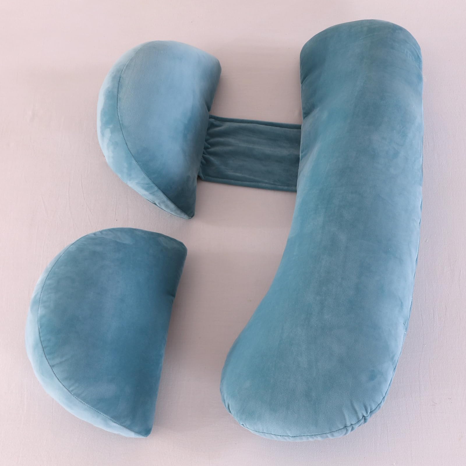 GKXLH Pregnancy Pillows for Sleeping - Pregnancy Pillow Support for Back Hips Legs, Soft Velvet Maternity Pillow for Pregnant Women Detachable Adjustable with Pillow Cover (Large, Gray Blue)