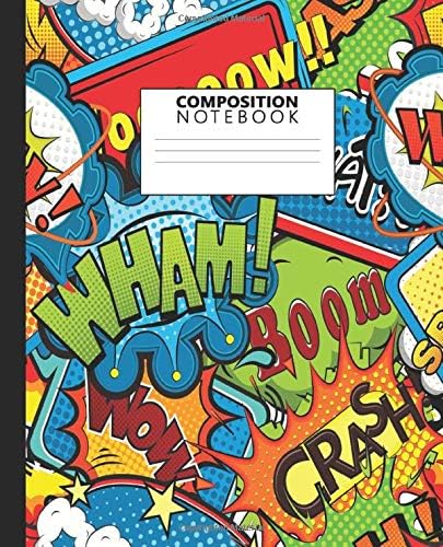 Composition Notebook: Trendy Superhero Cartoon Comic Blank Wide Ruled Notebook for Students, Kids and Teens | Pretty Wide Lined Journal for School and College for Writing & Notes . Paperback – July 13, 2019