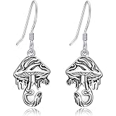 OHAYOO Gothic Earrings 925 Sterling Silver Halloween Skull Dangle Earrings Horror Gothic Jewelry with Skeleton, Cat, Mask, Moon, Dagger, Rose & Vintage Designs for Women Men Gifts