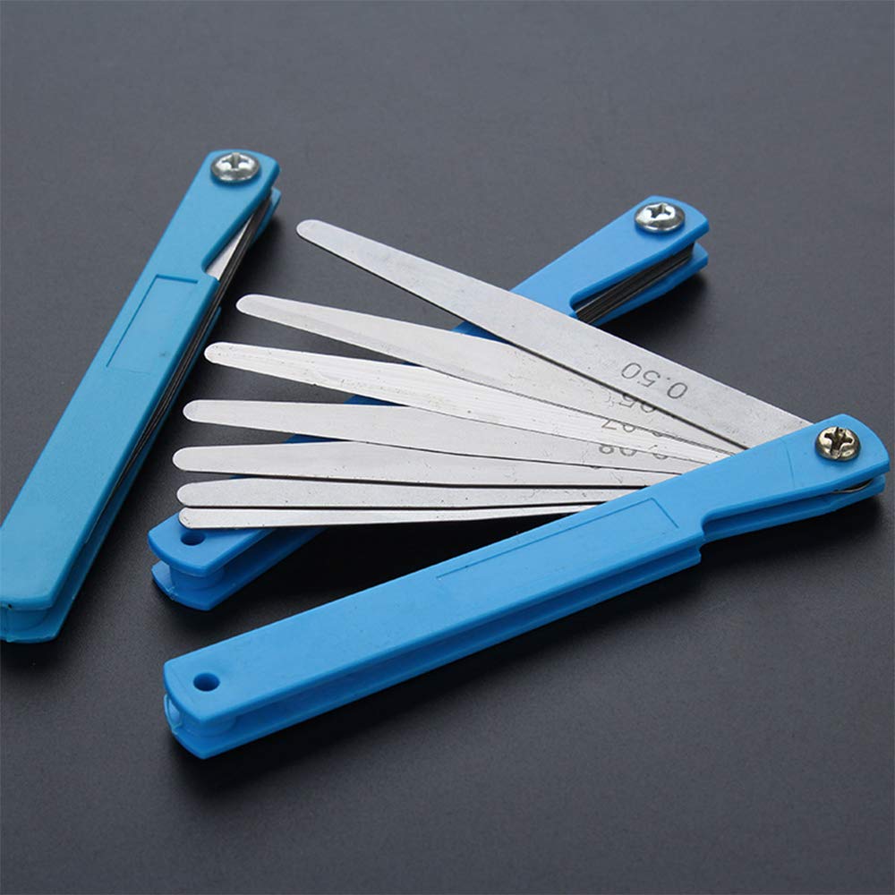 Feeler Gauge, 10 Blade Stainless Steel Marked Metric Gauge, Gap Measuring Tool (100 x 10mm, 1Pcs)