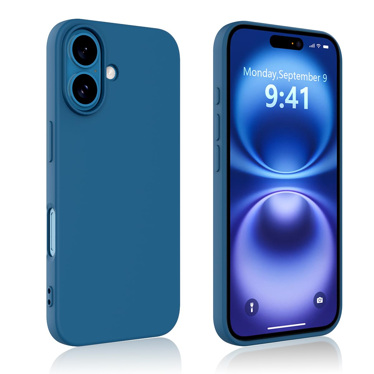 Garegce Case Compatible with iPhone 16 Silicone Soft Ultra Slim Shockproof Bumper Anti-Yellowing Cover Anti-Fingerprint with Microfiber Lining- Blue