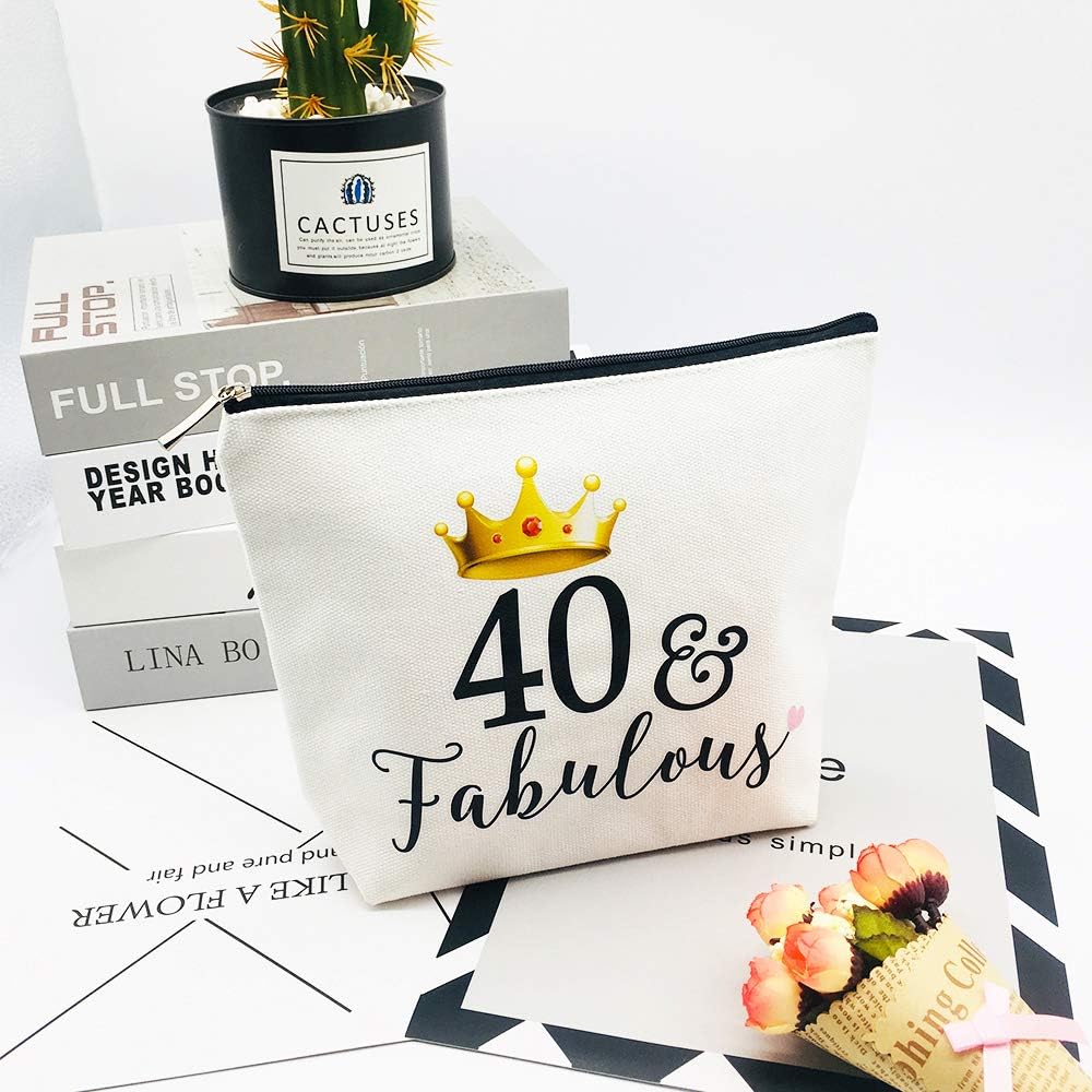 40th Birthday Gifts for Women 40th Birthday Party Supplies and Decorations 40 and Fabulous Turning Forty Makeup Bag Funny 40th Gifts Idea - Image 4