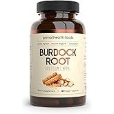 Primal Health Foods Organic Burdock Root Capsules 1000 mg 60 Servings | Circulation, Blood, Immune, Thyroid, Skin and Joint Support | Vegetarian, Organic, Non-GMO & Gluten Free