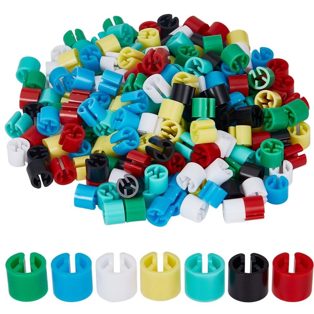 GORGECRAFT 210Pcs 7 Colors Clothes Hanger Markers Blank Tags Plastic Garment Hanger Size Markers Assortment Kit Fit 9.5mm Rod for Clothing Snap Number Labels Accessories Color Coding with Storage Box