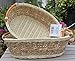 ShopOnNet RT450190-2 Handwoven Oval Wicker Storage Basket Curve Pole Handle in Cream and Brown (Set of 2)