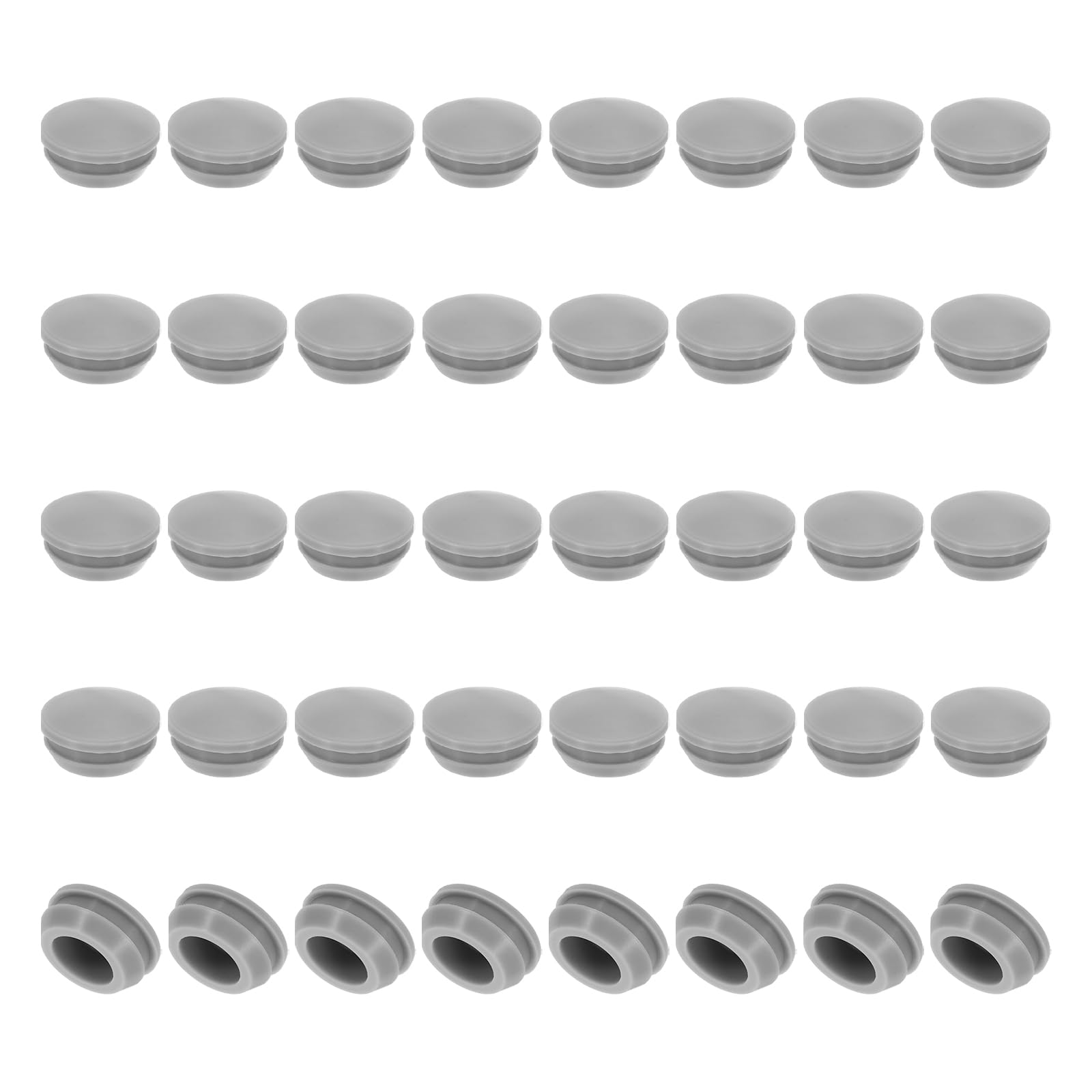 PATIKIL 14mm Diameter Silicone Hole Plug, 40 Pcs Round Snap in Type Locking Furniture Button Protective Cover Cap Head Fit for 14-15mm Hole for Seal Bulkhead Cylinder Hole, Grey