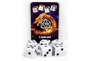 HAOMEJA 6 Pcs 16mm White Dice Set - Standard Opaque D6 Game Dice for Board Games, DND, RPG, Yahtzee, Math Teaching - Classic 6-Sided Dice with Easy-Read Pips, Party Gifts (6 White)