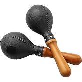 Percussion Maracas Pair of Shakers Rattles Sand Hammer Musical Instrument | With ABS Plastic Shells and Wooden Handles for Live Performances and Recording Sessions