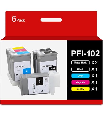 Amazon.com: PFI-102 5-Color Ink Tank (5PK, Matte Black/Black/Cyan