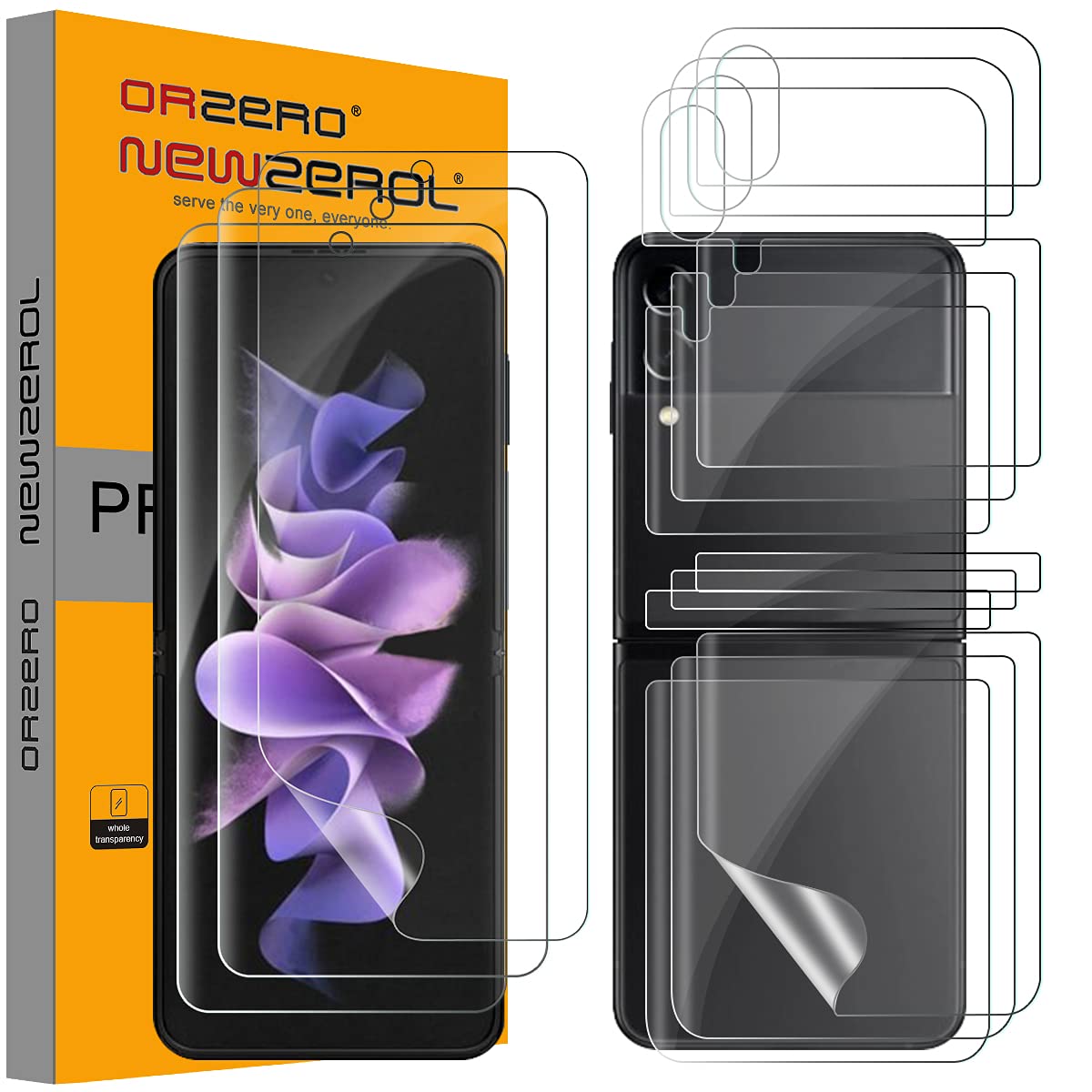 NEWZEROL (3 Sets Screen Protector for Samsung Galaxy Z Flip 3 – Flexible TPU Film for Inner & Cover Screen, Full Coverage, HD Clear, Bubble-Free Installation