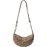 OWGSEE Studded Purse Trendy Studded Handbag Hobo Crescent Bags Y2K Shoulder Bag Suede Purses for Women