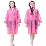 Kids Rain Poncho (2 Pack ), Reusable Raincoat for Toddler Boys Girls, Lightweight Portable Rain Jacket for Trip