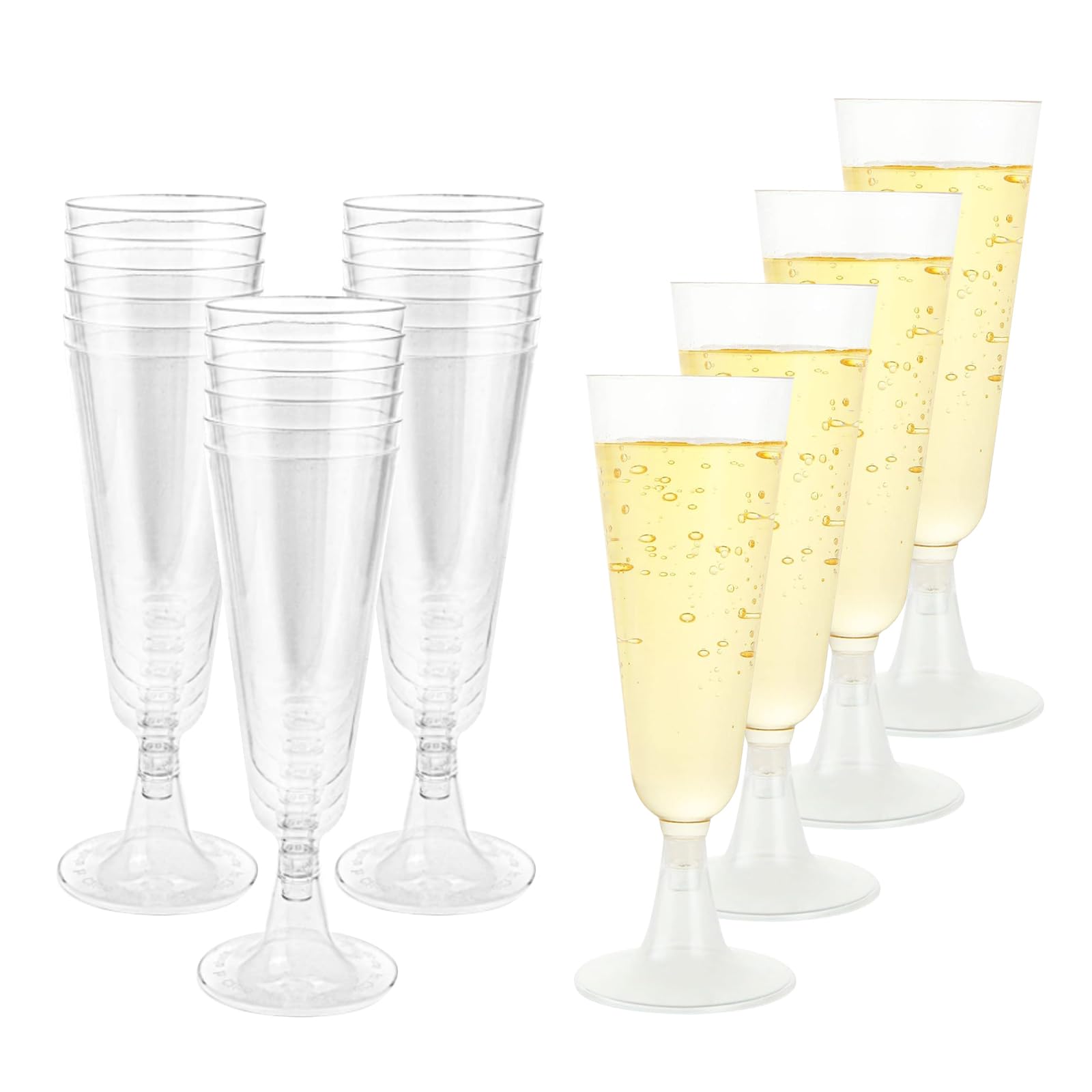 SMYJDMM Plastic Champagne Flutes, 22Pcs Clear Champagne Flutes, Multi-Use Champagne Flutes Reusable Prosecco Glasses Plastic Flutes for Parties Weddings Birthdays Picnic