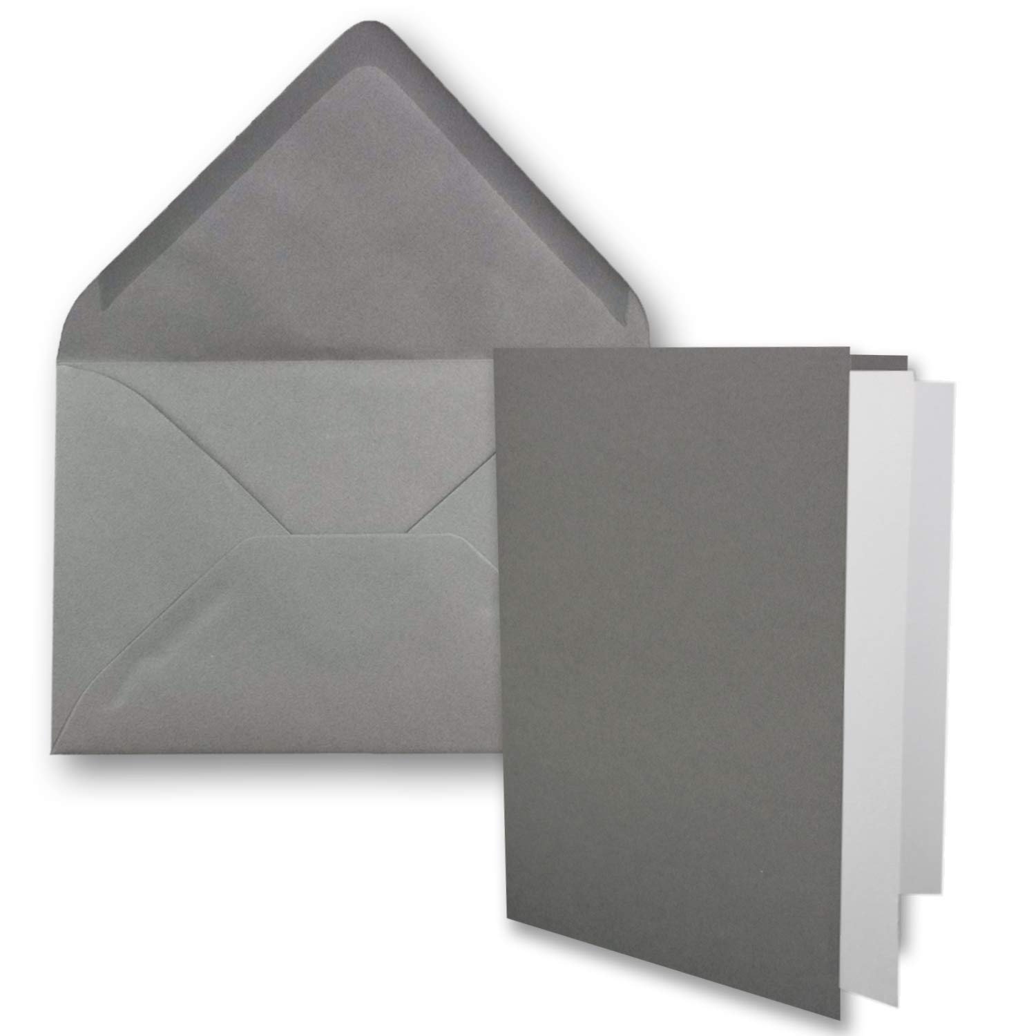 25 x DIN B6 folding card set, graphite grey, 115 x 170 mm, 11.5 x 17 cm, double cards with envelopes and insert paper, FarbenFroh by Gustav Neuser®