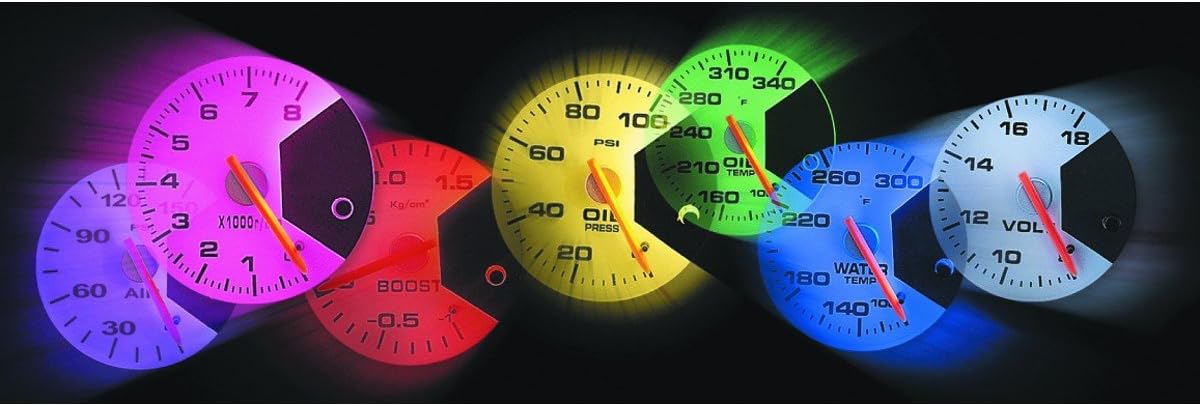 2 inch Seven Color LED Lit Tachometer with Full Pointer 12V DC