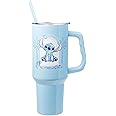 Silver Buffalo Disney Lilo and Stitch Minimalistic Design Ocean and Tropical Stainless Steel Tumbler with Handle and Straw, Fits in Standard Cup Holder, 40 Ounces