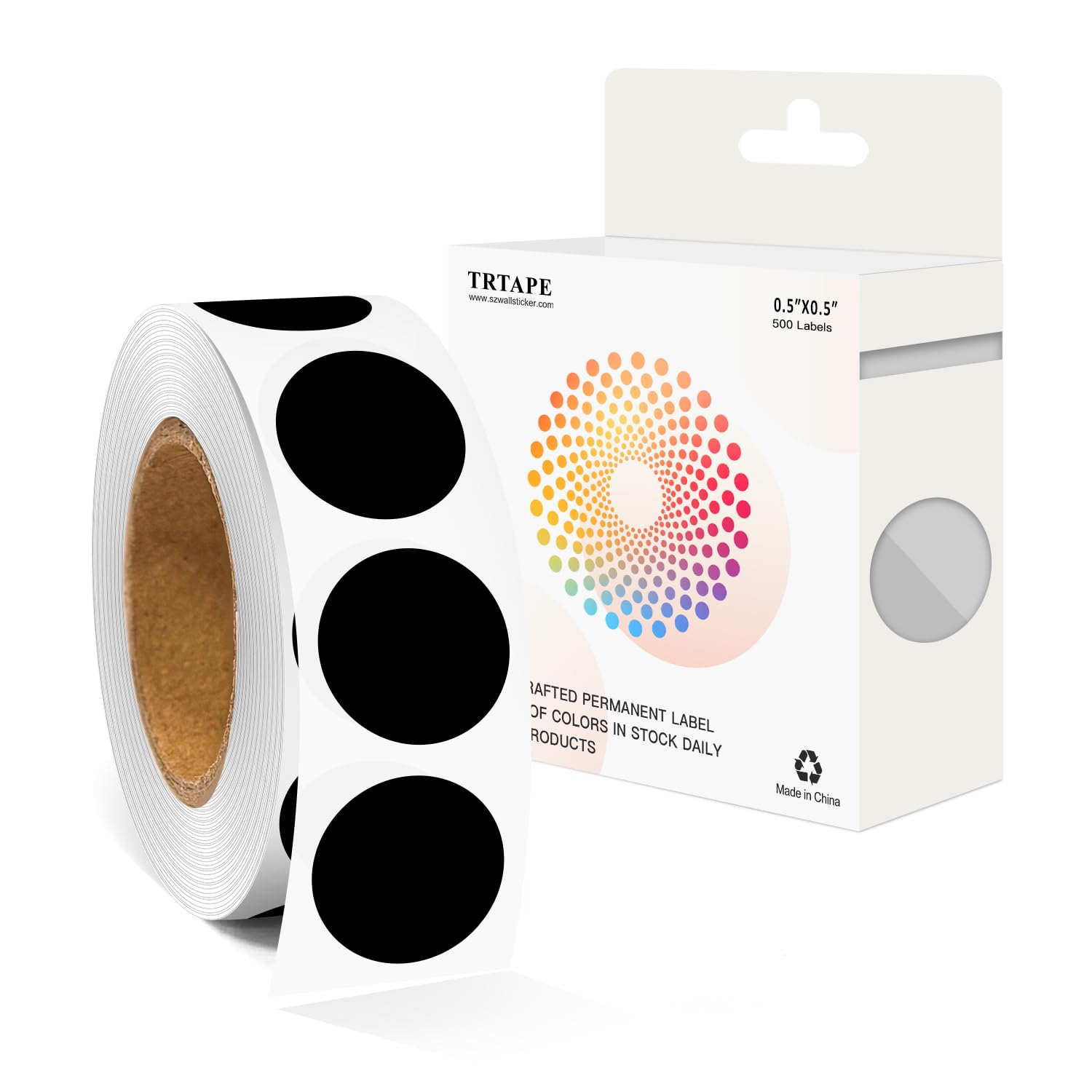 Photo 1 of 1/2 Inch Round Color Coding Labels (500 Black Dots) - Self-Adhesive Dot Stickers for File Folders, Shipping, Inventory Organization - Bright Color Dots