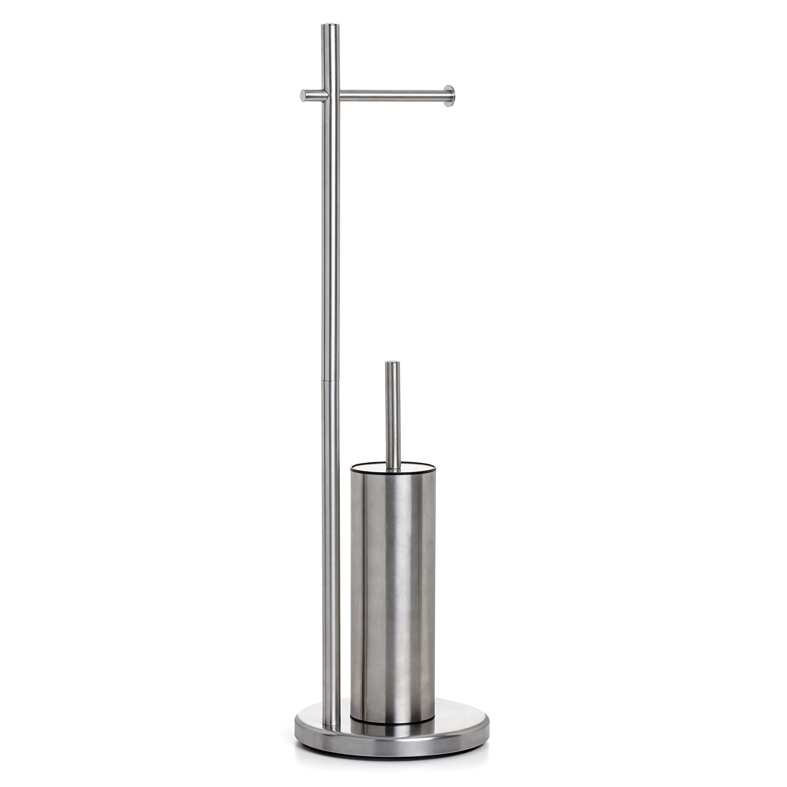 TATAY Standing Toilet Roll Holder | Stainless Steel Toilet Roll Stand with Weighted Base for Extra Stability | No-Drill | Durable and Elegant | 20.5 x 20.5 x 74.5 cm