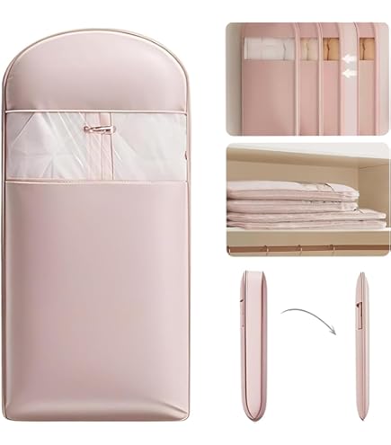 Otherwise Self-Compression Garment Bags (3-Pack Beige) – Space Saving Hanging Storage For Coats, Suits & Seasonal Clothes