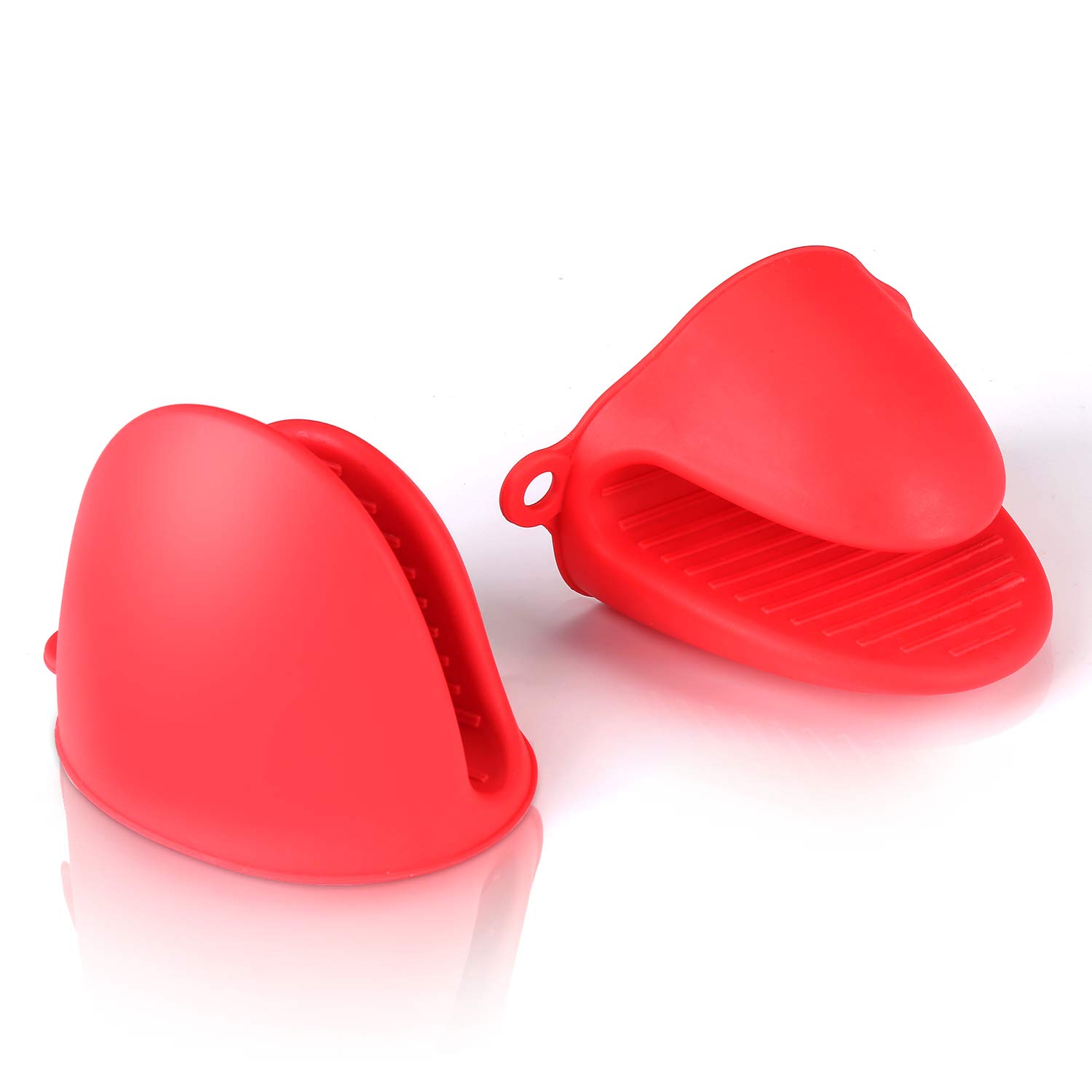 DOTKV Silicone Heat Resistant Cooking Pinch Mitts,Mini Oven Mitts Gloves,Microwave Oven Hand Clip,Baking Oven Gloves,Cooking Pinch Grips,Kitchen Heat Resitant Solution(Set of 2) Red