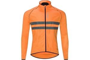 WOSAWE Men's High Visibility Cycling Wind Jacket Water Resistance Reflective Windbreaker