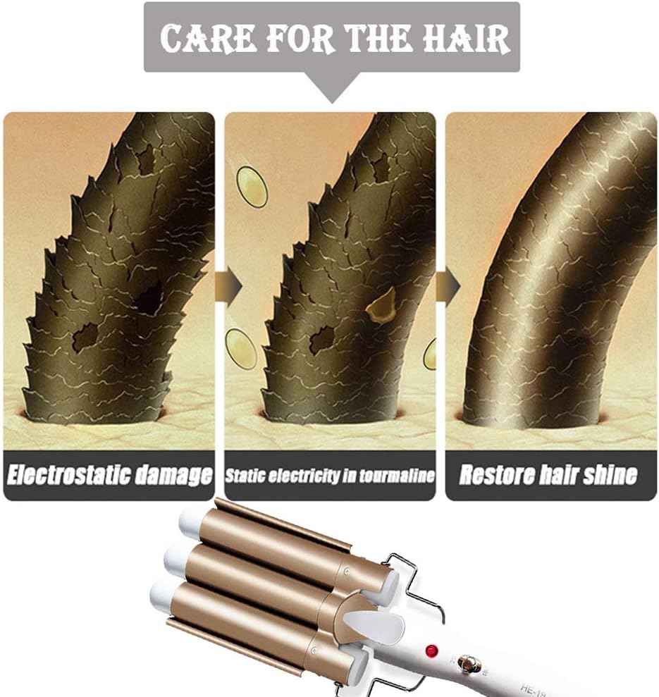 Three Barrel Hair Waver 25MM Big Wave Hair Curling Iron Wand with Two Speed Temperature Control - Image 5