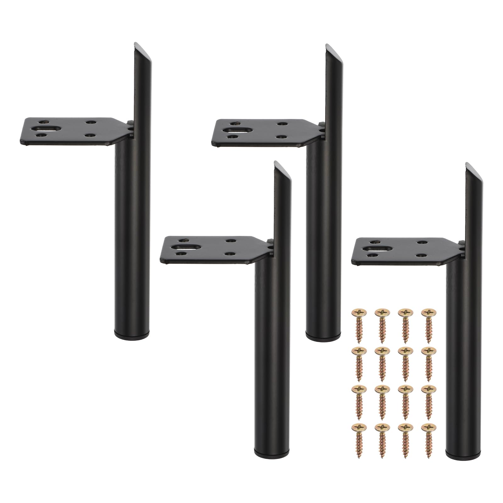 Uxcell 4PCS Metal Furniture Leg Replacement Couch Legs Cabinet Feet Black Modern Furniture Legs DIY Sofa Feet with Screws for Cupboard Table （6 Inch, Black