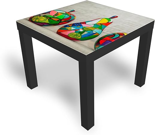 Dekoglas Ikea Lack Beistelltisch Couchtisch Bunte Holzfruchte Sofatisch Mit Motiv Glasplatte Kaffee Tisch 55x55x45 Cm Schwarz Amazon De Kuche Haushalt